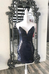 Blue Sequin Strapless Bodycon Homecoming Dresses